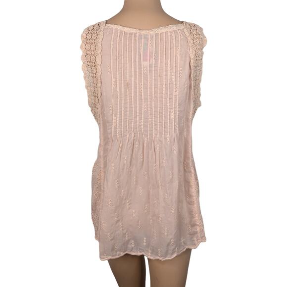 Johnny Was Harper Pastel Peach Pink Eyelet Embroidered Cupro Tank Top SZ S - Picture 8 of 9